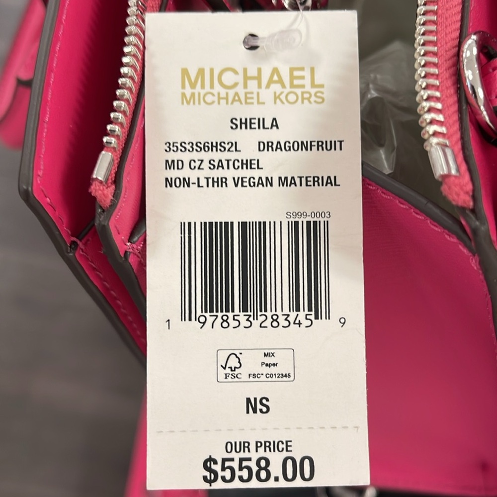 Michaela Kors Sheila Medium Faux Saffiano Leather Satchel
Dragonfruit
NWT - Picture 10 of 16